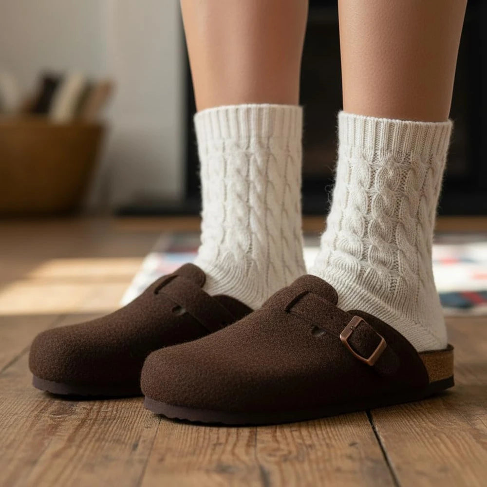 Vegan Suede Cork Footbed Clogs