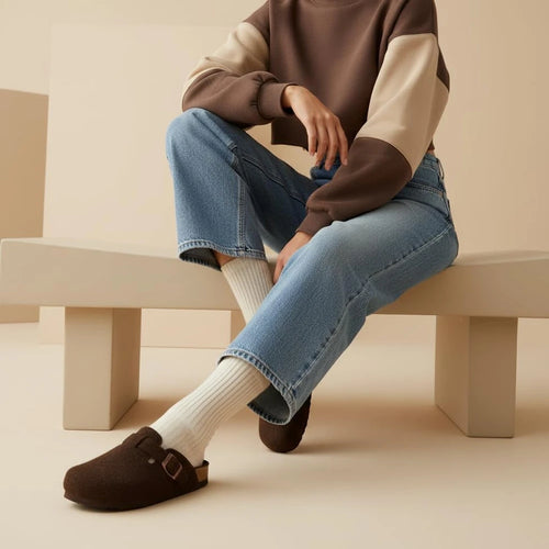 Vegan Suede Cork Footbed Clogs