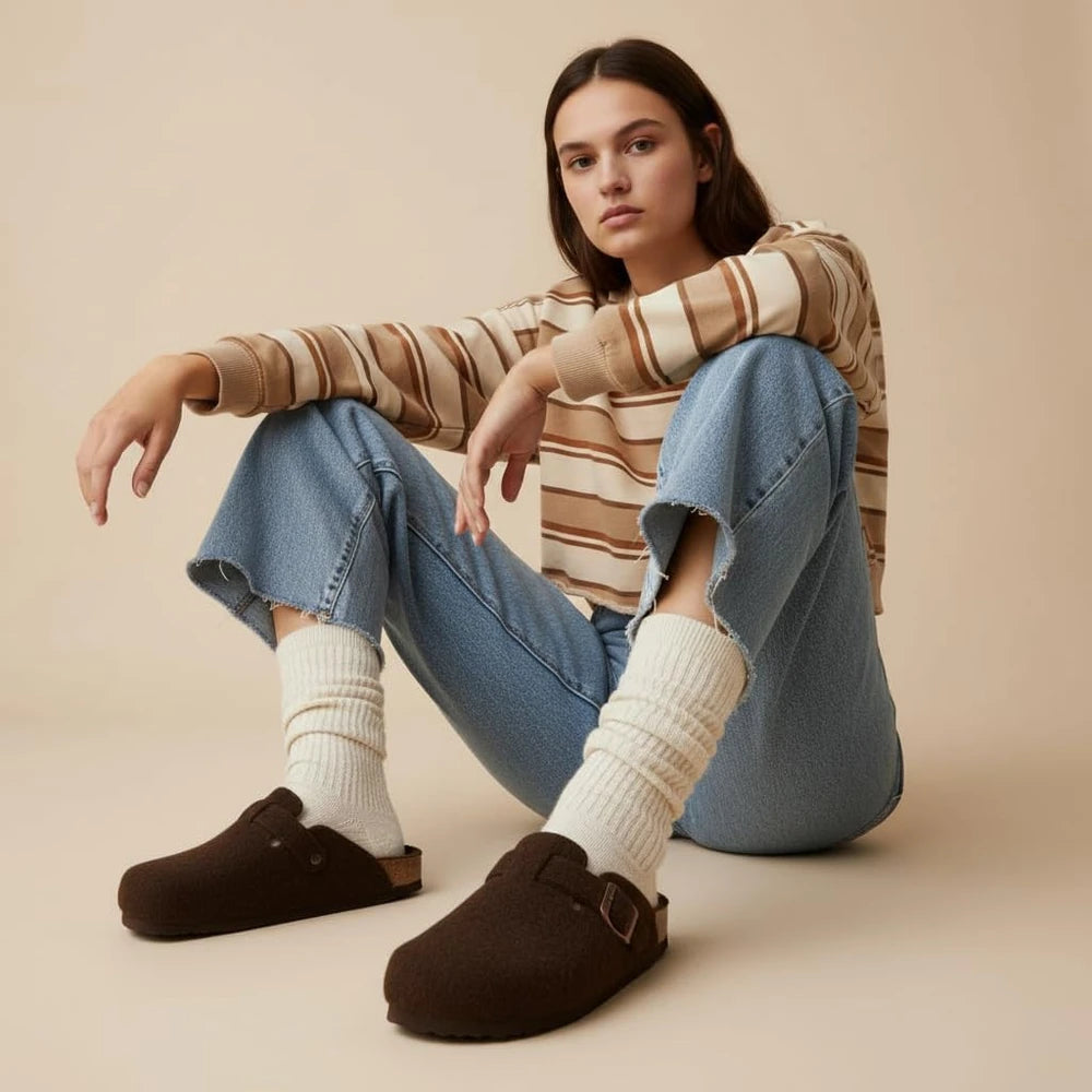 Vegan Suede Cork Footbed Clogs